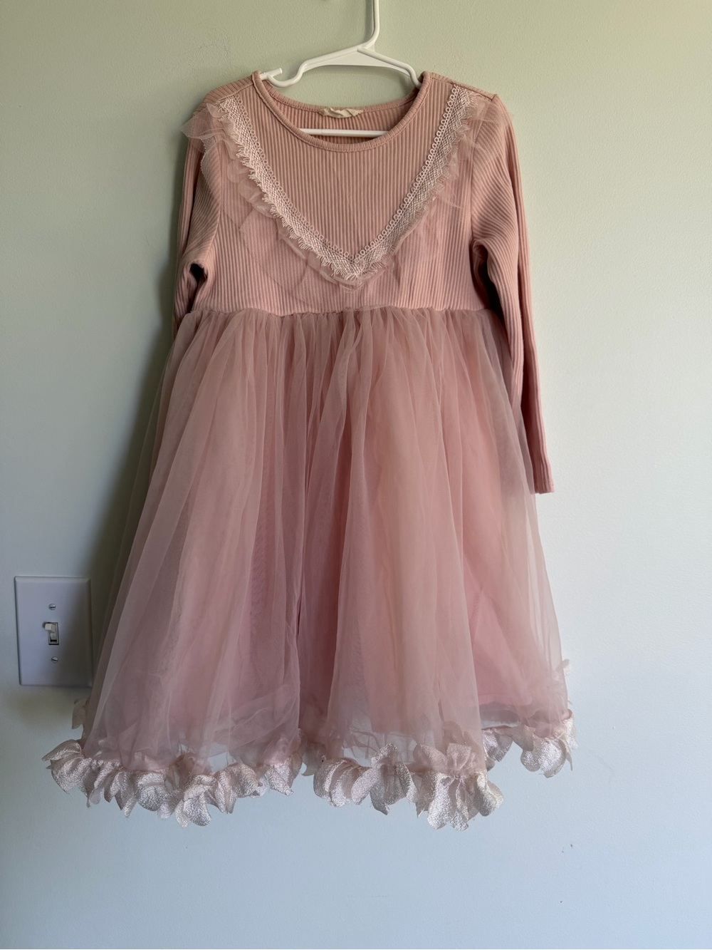 Dave & Bella Dusty Rose Tulle Lace Dress Frilly Girly Fairy Garden Whimsical